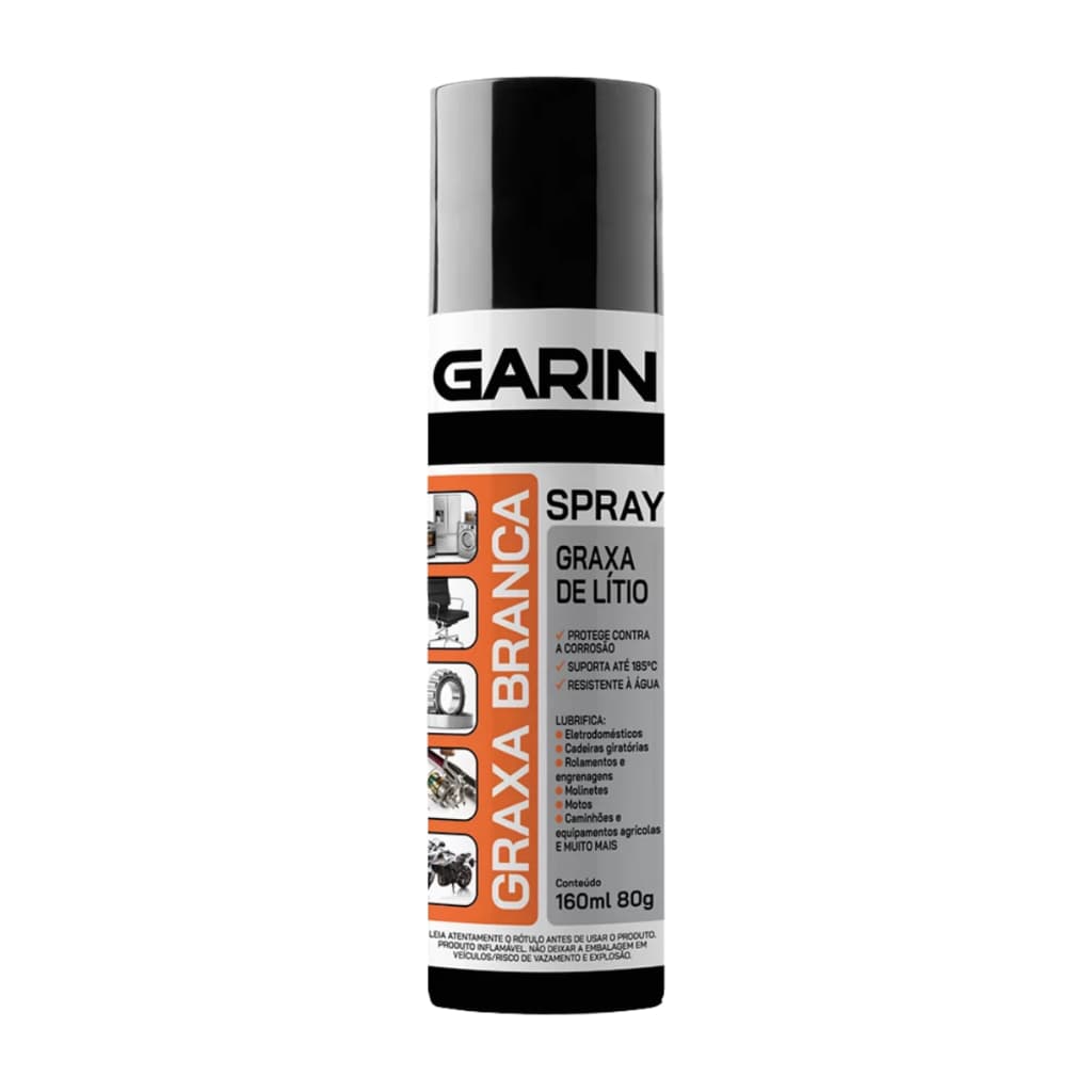 Graxa de Lítio Branca Spray Garin 160ml Lubrificante
