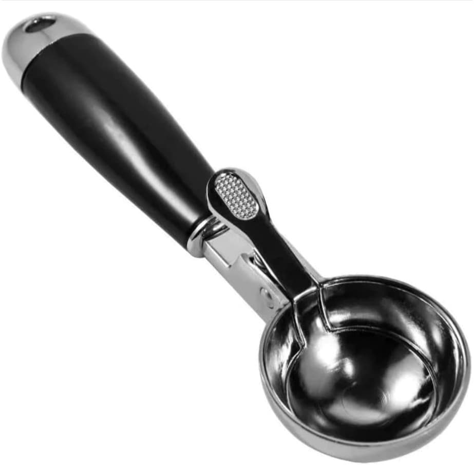 Colher Pegador Para Sorvete Sobremesa Com Extrator Inox Concha Preta