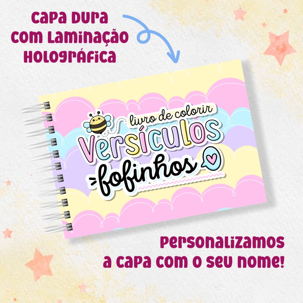 Livro de Colorir Cristão Versículos Fofinhos Crianças Adultos Capa Dura Folhas Grossas Tamanho A5