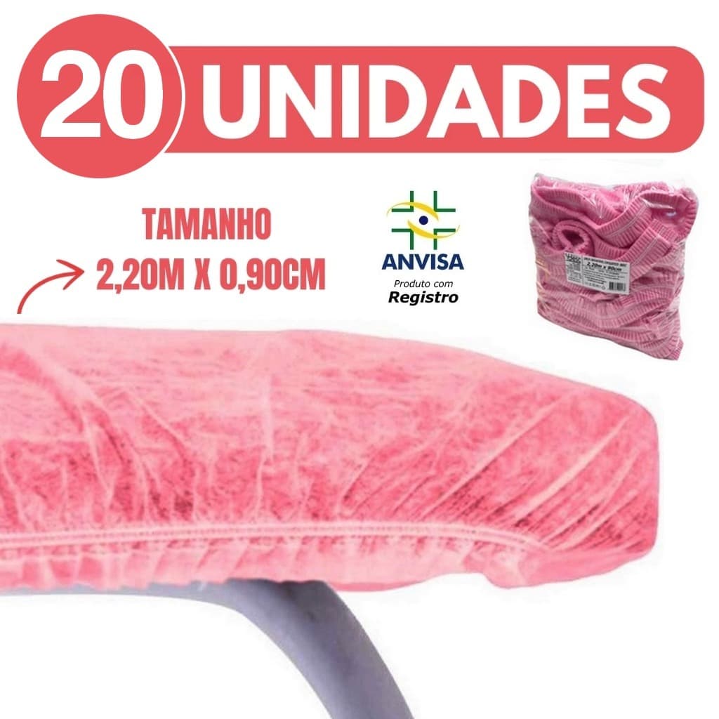 kit 20 Lençol Descartável ROSA  2,20x0,90 TNT com Elástico maca c/ ANVISA  | BEBE |