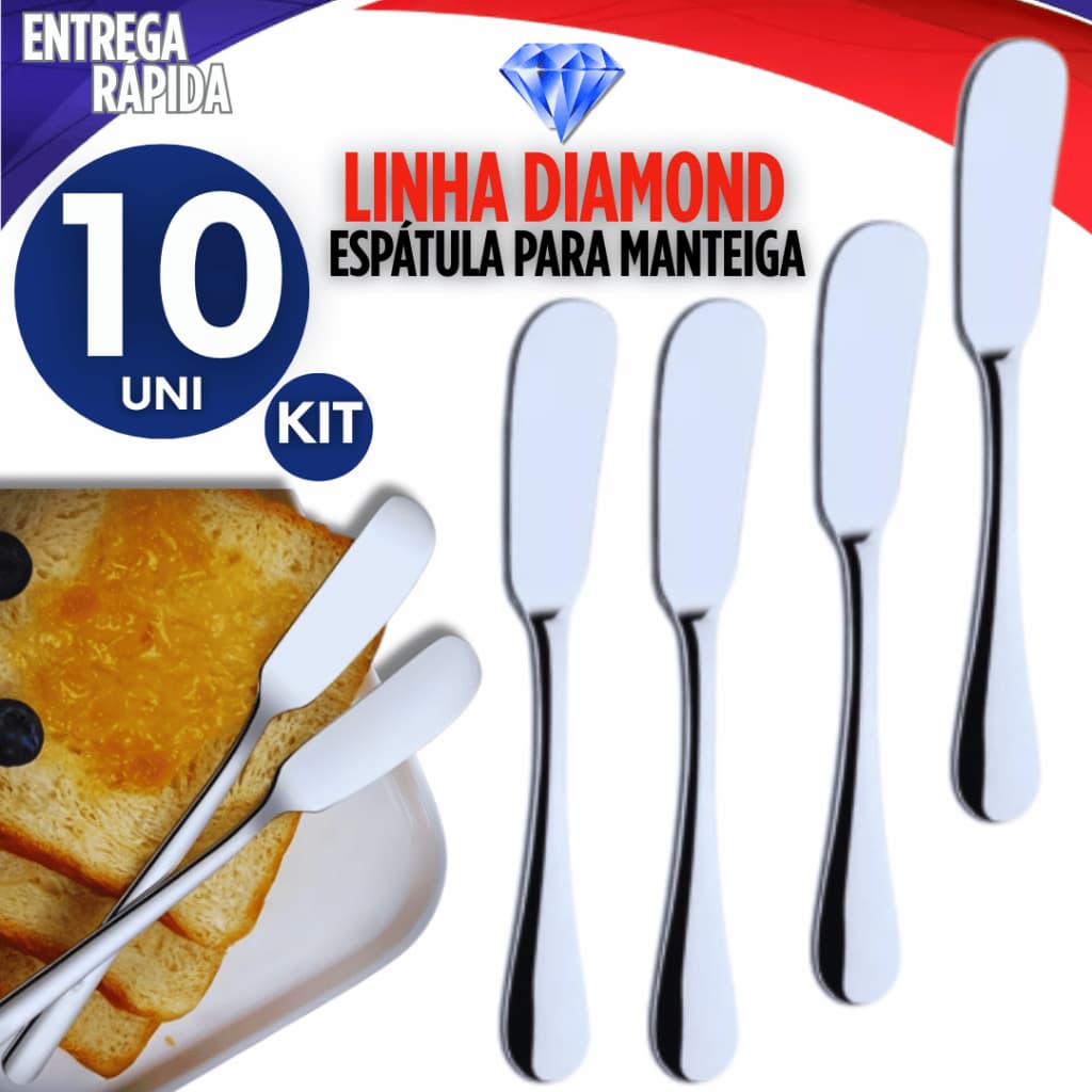 Kit 10 Pegadores de Inox Para Manteiga, Geleia e Patê | Ideal Para Cozinha e Restaurantes Qualidade Garantida