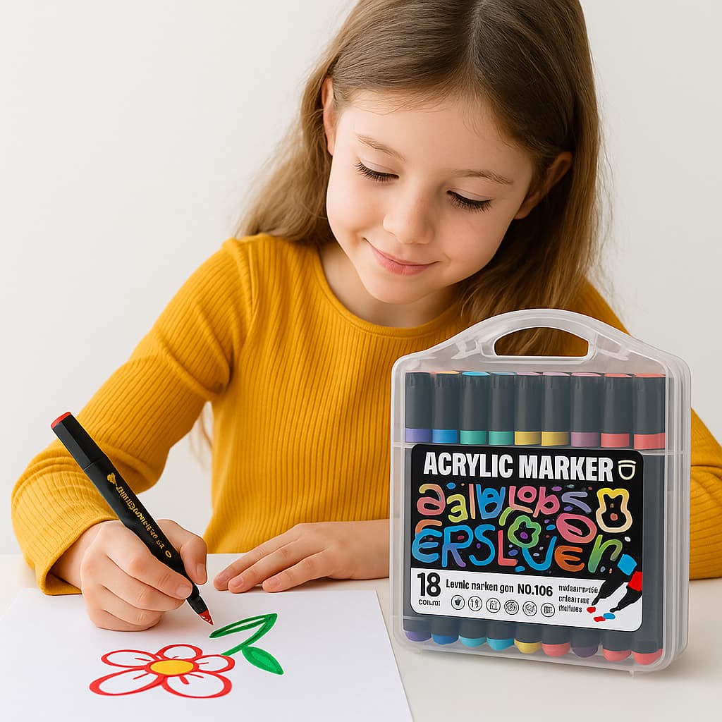 Kit Canetinhas Acrílica 48 Cores Marcador Pintura Craft Case Plástico Cores Vibrantes e Atóxicas