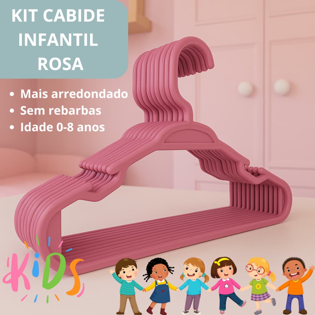 KIT CABIDE BEBÊ BABY INFANTIL 0-8 ANOS NA COR ROSA, SEM REBARBAS, MAIS ARREDONDADO E RESISTENTE 27CM