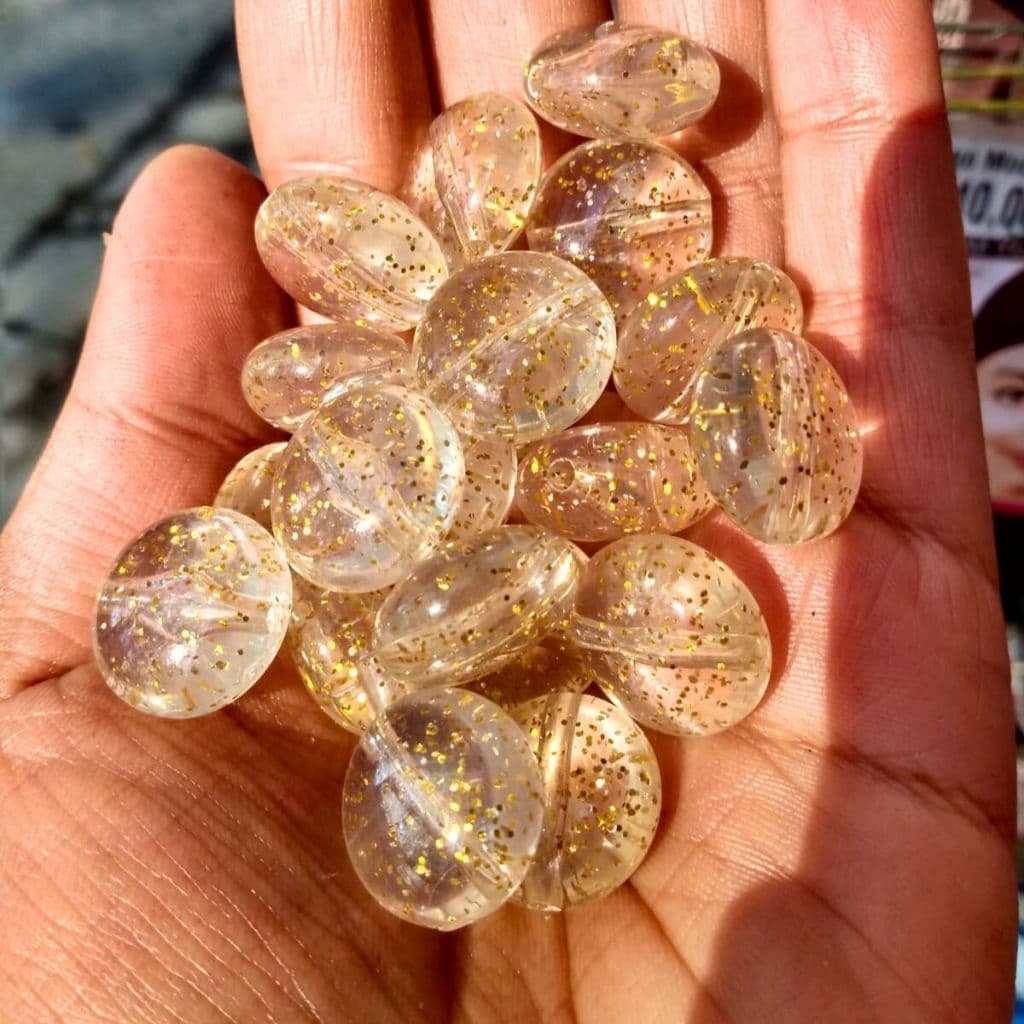 Miçangas para Artesanato Jelly Glitter Dourado Encapsulado Ideal Bijuteria Montagem Pulseira Colar