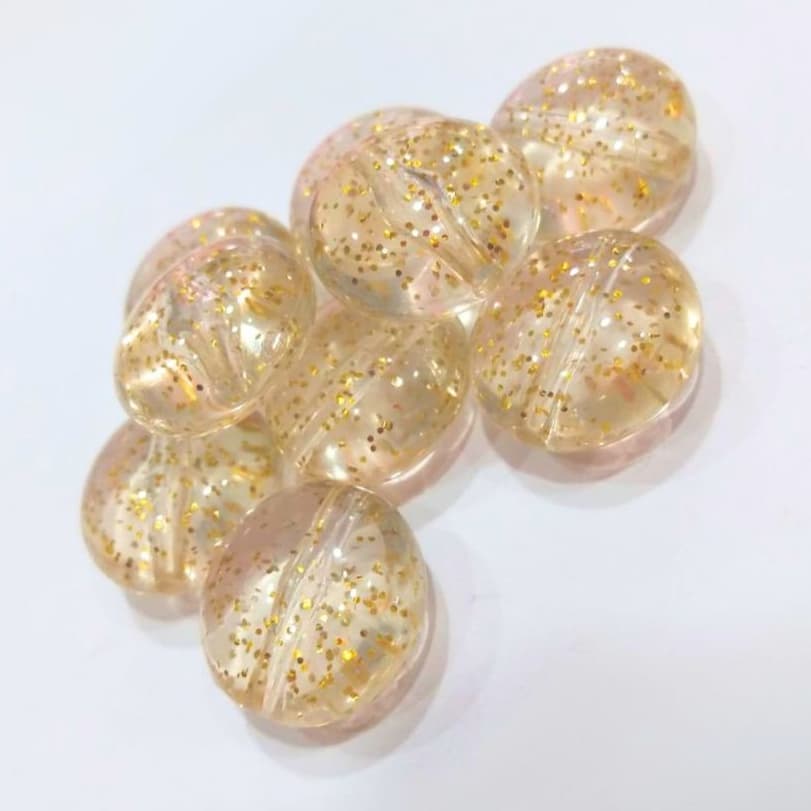 150 pçs Miçangas Jelly Transparente Brilho Glitter Dourado Encapsulado Luxo Confecção Atacado