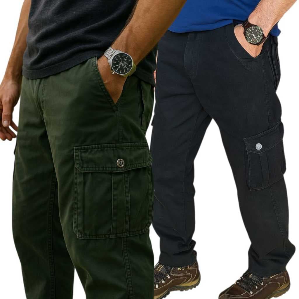 Calça Masculina Brim Cargo 6 bolsos  Calças  Cargo  Cores Variadas