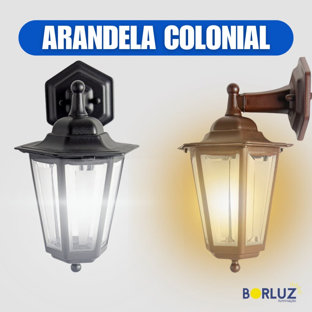 Luminária Arandela Sextavada Colonial Clássica Rústica E27 Bivolt Área Externa e Interna
