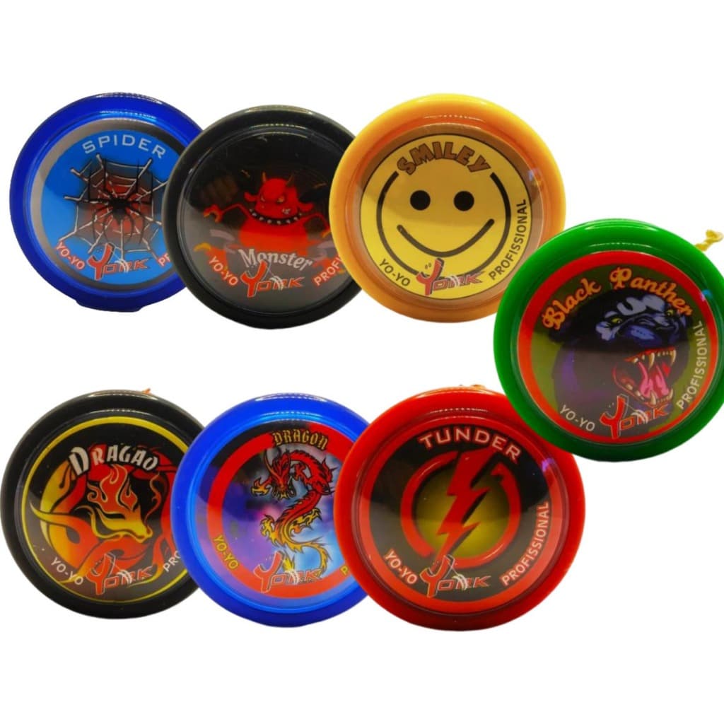 Kit Com 12 Yoyos York Profissional Smiley Dragon De Eixo Fixo Ioio,yo-yo Personalizados