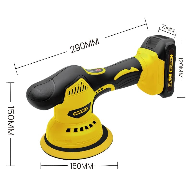 Lixadeira Orbital Politriz 21v 5800 RPM Automotiva Pintura Gesso Com Acessórios + 2 Baterias Li-ion