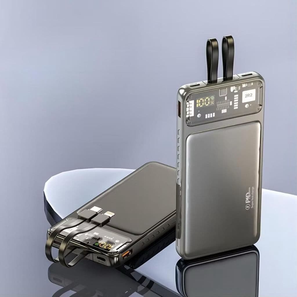 Carregador Portátil PowerBank 22,5W 10000mAh Estilo CiberPunk Display Led Carregamento Rápido