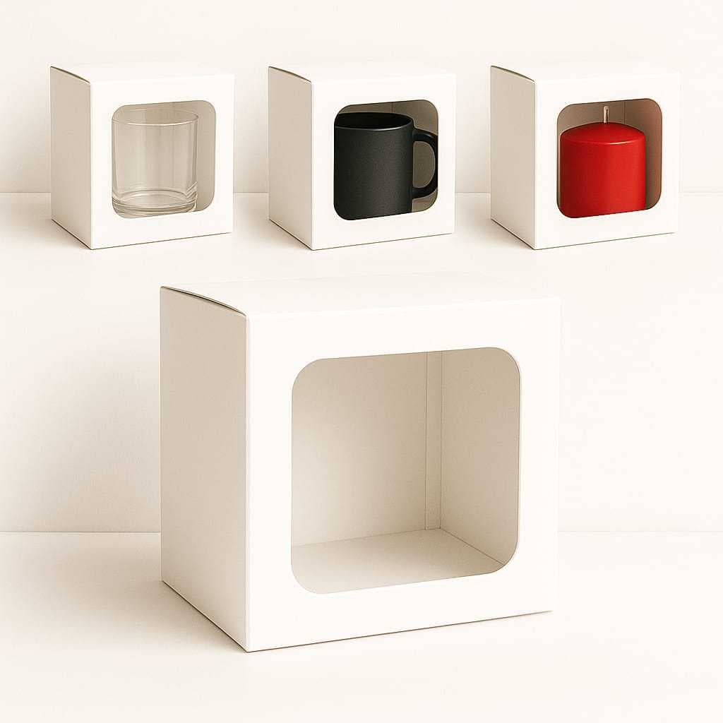 Kit 100 embalagem ref12 com visor para mini caneca - vela - copo + 100 und Reforço de fundo