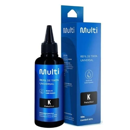 Refil de Tinta Compatível Universal Para Epson HP Canon 100ml Preto - RF017