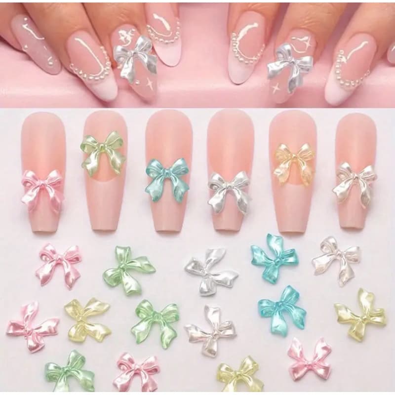 kit 20 Laços Resina Cintilantes para unhas