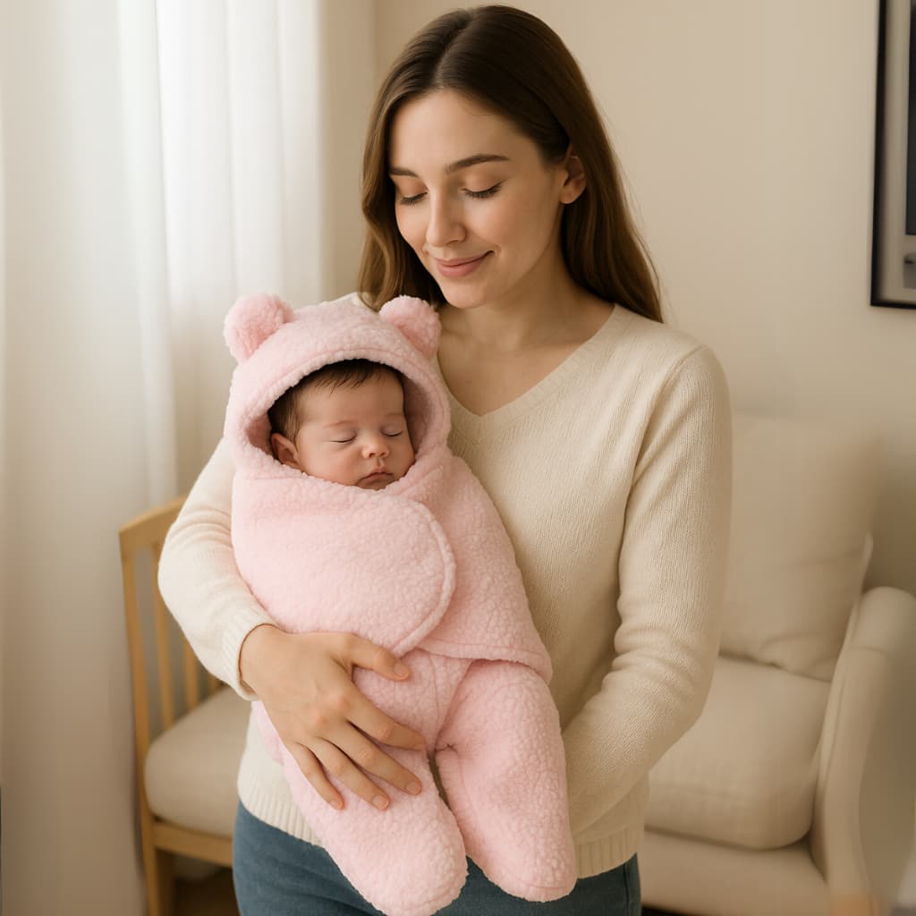 Cobertor Bebê Saco de Dormir Enroladinho Super prático e aquecido Inverno Roupa Urso