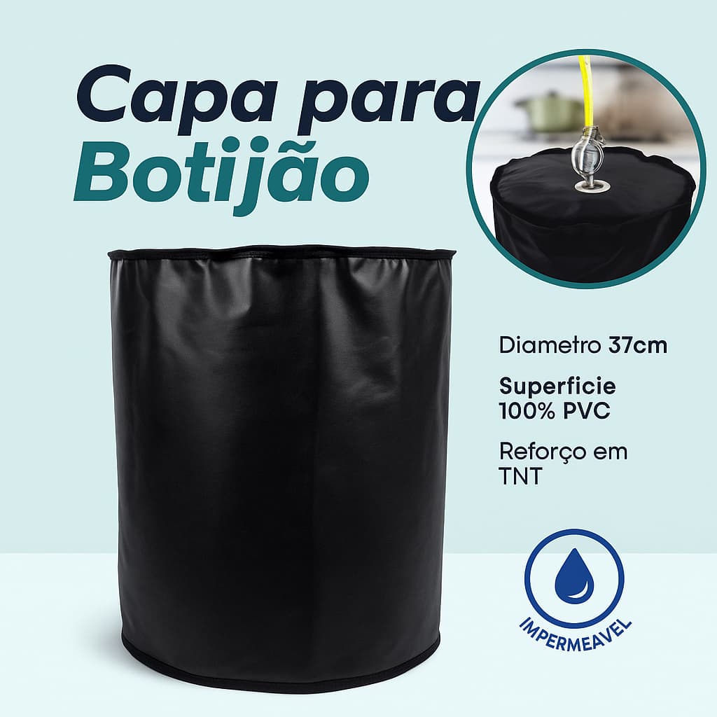 Capa Protetora Para Botijão de Gás Preta Impermeável Resistente 13kg Cozinha Externa