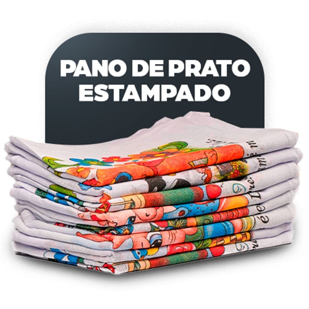 Kit 10 Com Panos De Prato Copa Com Bainha Estampado Grande