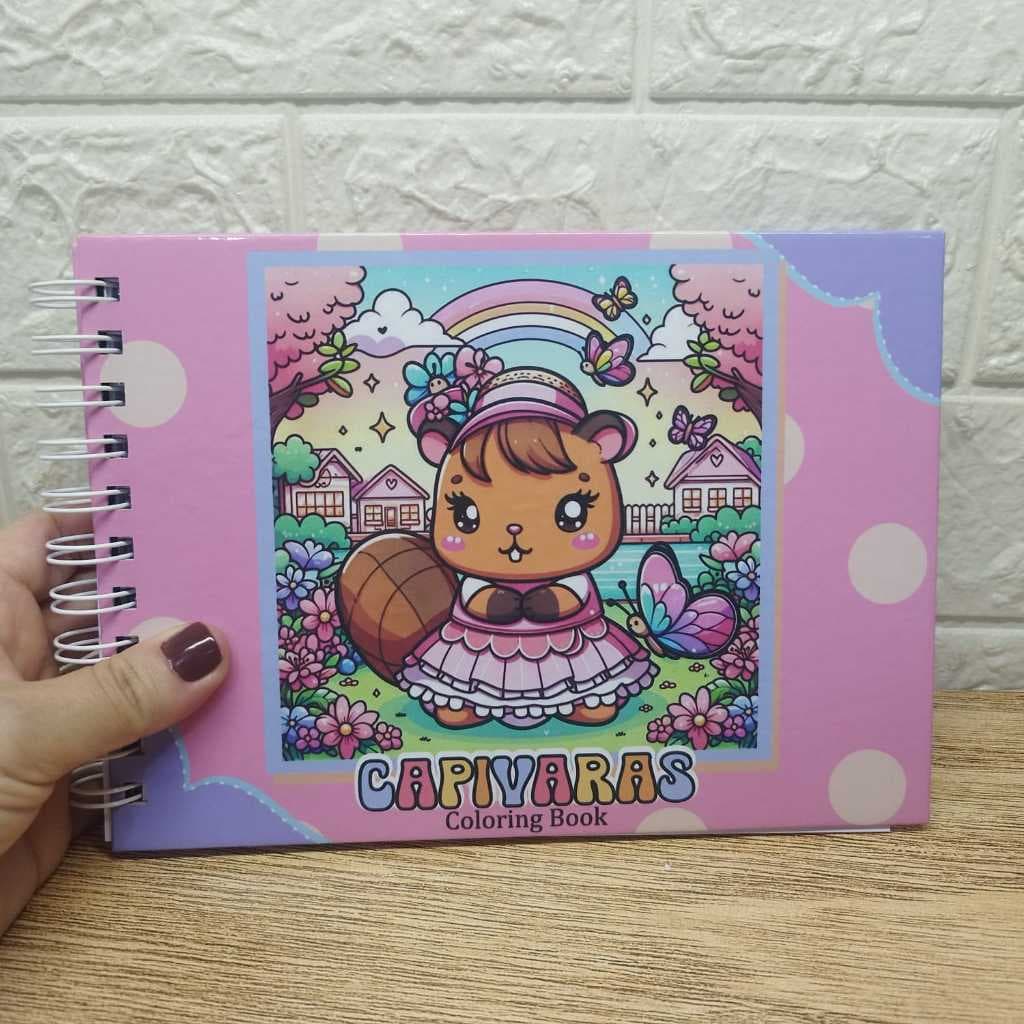 Livro de Colorir Capivara Capa Dura 50 Folhas 180 Gramas (Folhas Grossas)