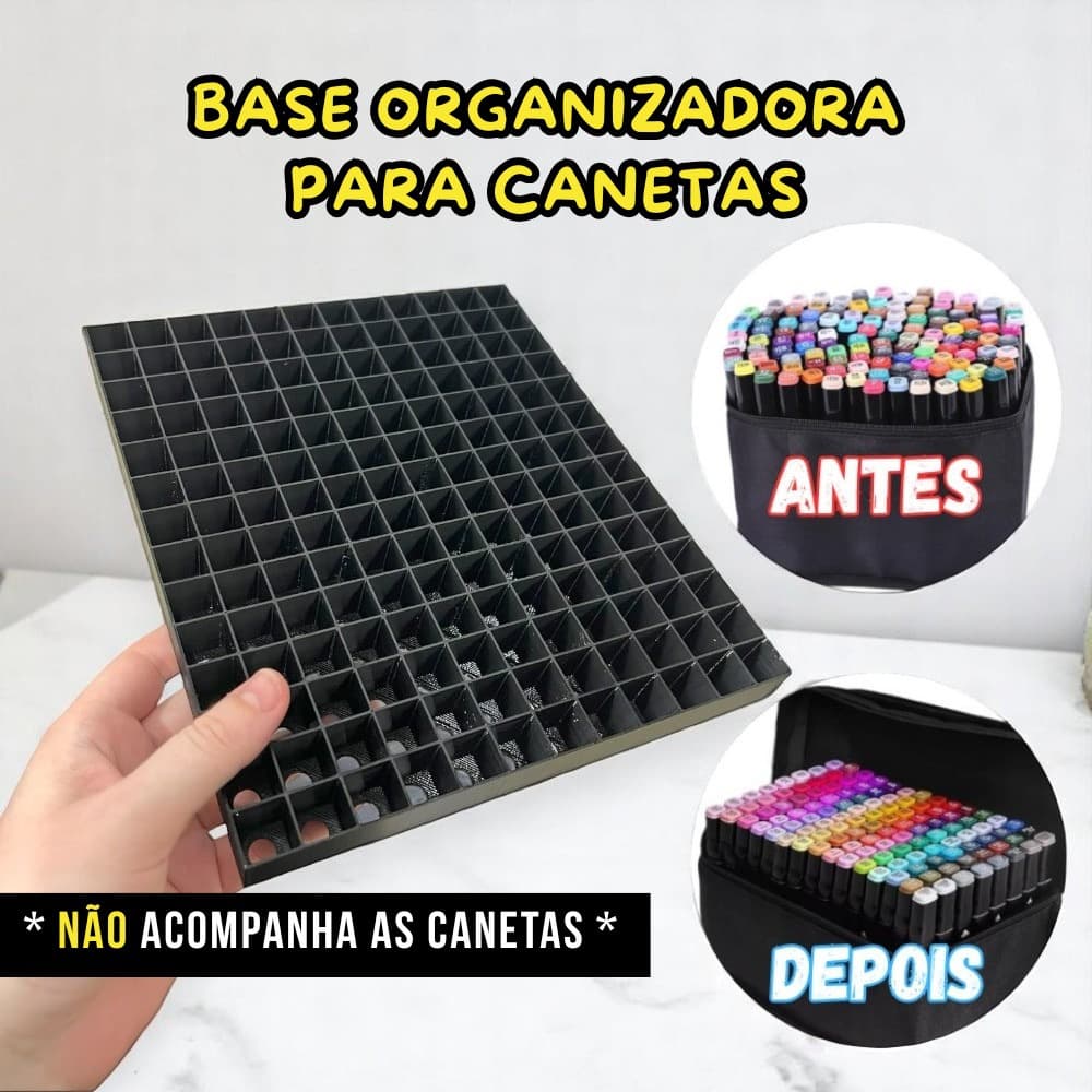 Base Organizadora Para Bolsa Canetas Touch 24/36/48/60/80/120/168/204 Compartimentos Colorir desenho