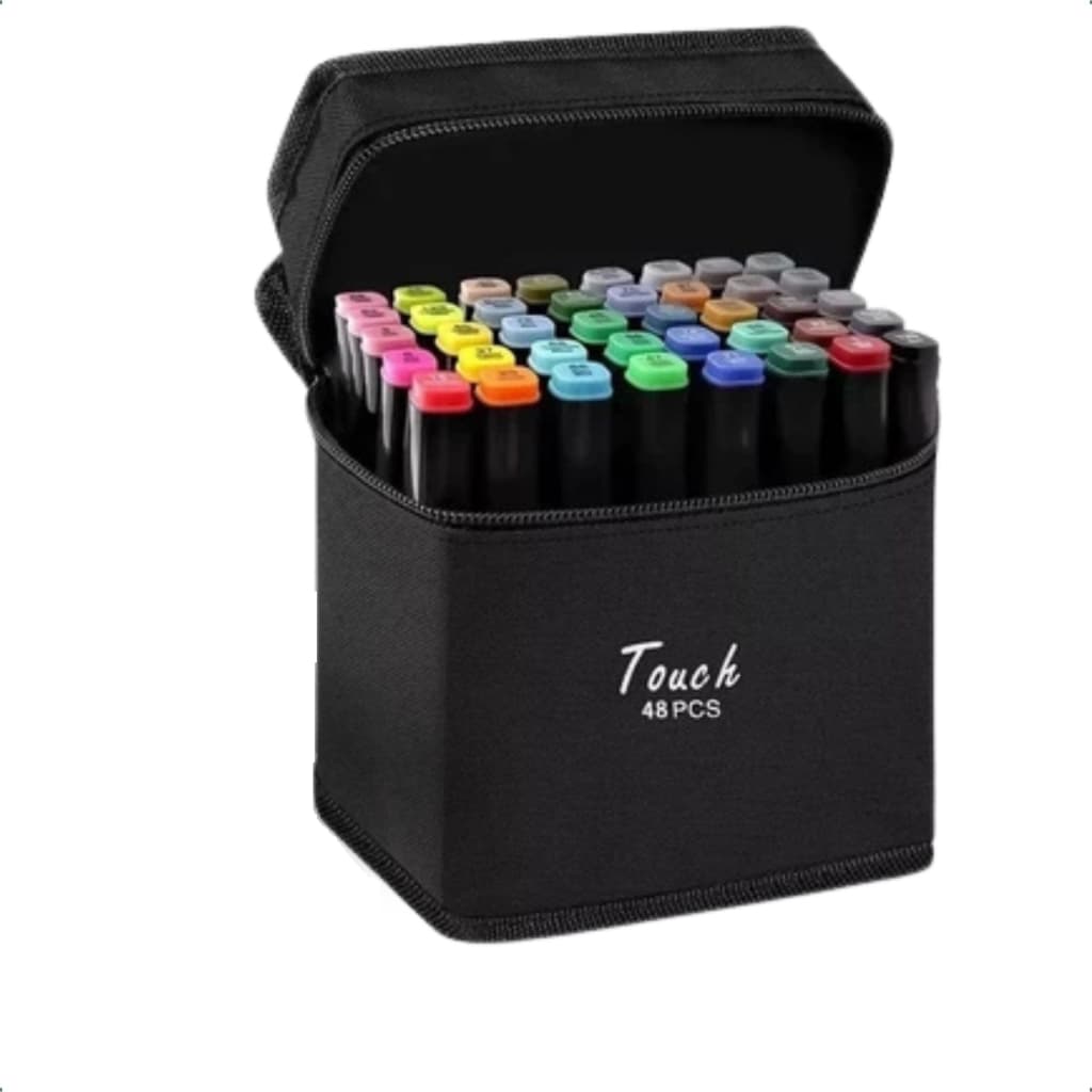 Canetas Touch Estojo Com 48 Cores Pontas Duplas Para Pintura Bob Good