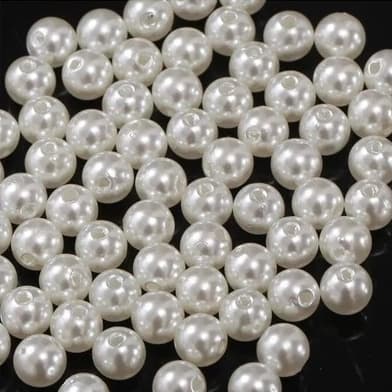 Pérolas ABS com Furo 6mm 8mm 10mm Brancas ou Pretas Kit 50 a 500 Unidades para Artesanato