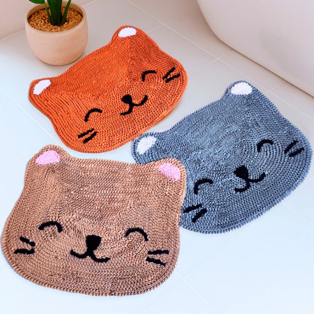 Tapete Frufru Gatinho Grande 60x50cm Antiderrapante Várias Cores