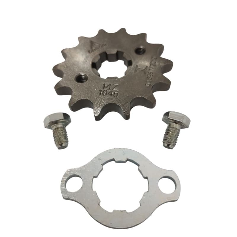 Pinhão 14 Dentes 01 Trava 02 Parafuso Moto YBR Factor XTZ 125