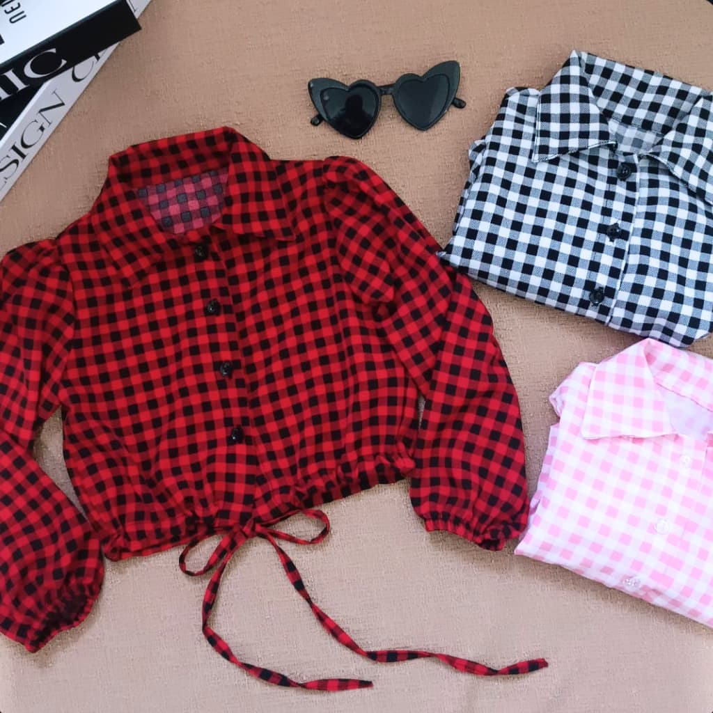 Camisa Xadrez Juvenil Manga Longa Princesa Ajuste na Cintura