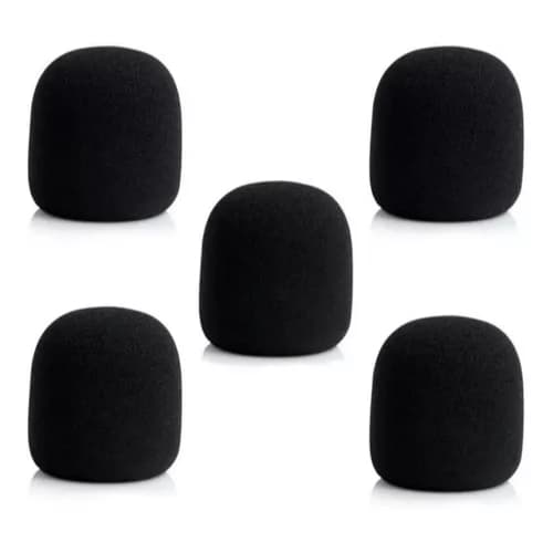 Kit 5 Capa Protetora de Espuma para Microfone Preta