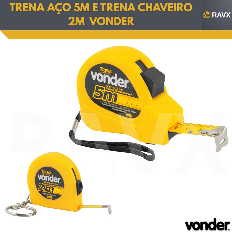 TRENA AÇO 5M E TRENA CHAVEIRO 2M TCV 2005 VONDER