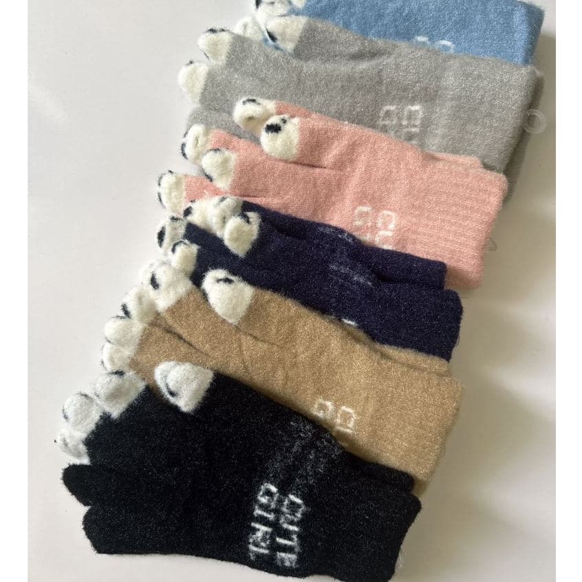 Luvas De Malha De Pelúcia  Lã De Panda Macias À Prova De Vento Veludo De Dedo Aberto Senhoras