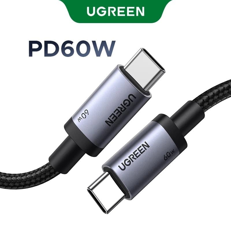 Cabo USB C / Tipo C UGREEN 60W PD 3.0 3A/20V (1 metro ) Nylon carregamento rápido compatível iPhone 16 15 Plus Pro MAX