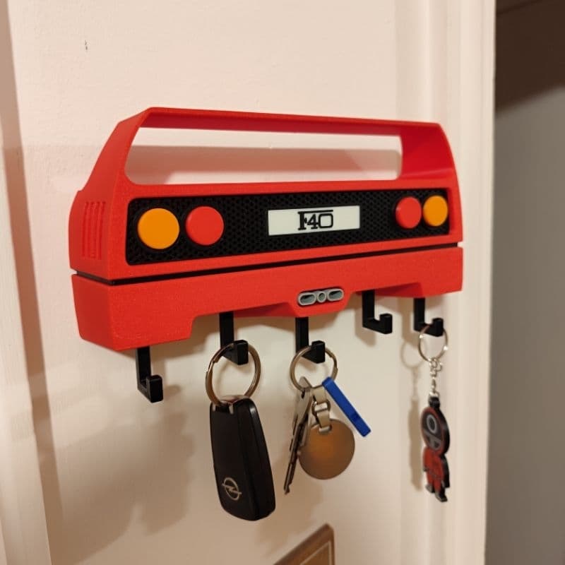 Suporte de Parede Ferrari F40 com 5 Ganchos - Organizador de Chaves Estilo Esportivo