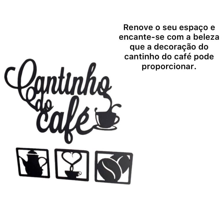 Kit Cantinho Do Café Quadro decorativo Vazado 4 Peças MDF 3mm