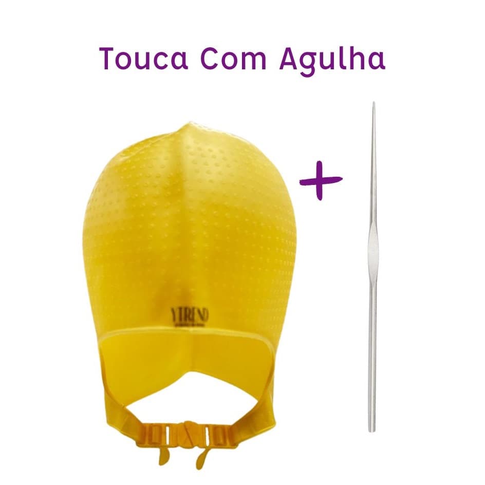 Touca com Agulha para Luzes Mechas Reflexos Morena Iluminada Modelo longa e alinhada 2200 Pré Furos