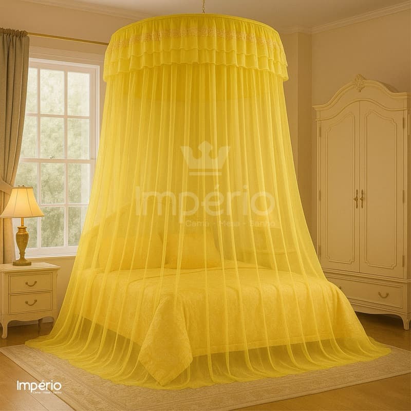 Mosquiteiro Teto Casal Gigante Queen King C/ Elástico Indiano Renda Volta ao Mundo