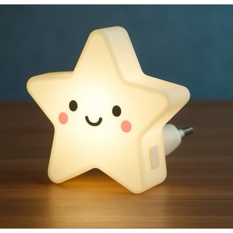 Luminária Led Mini Abajur De Tomada Estrela Luz Noturna Quarto Sala Criança Bebê Menino Menina Bivolt