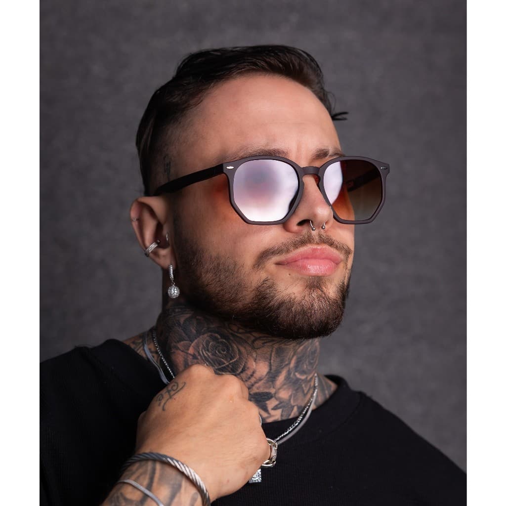 Óculos de Sol Quadrado Hexagonal Vintage Clássico Moda 2024 2025 Unissex com uv400 -Valencia