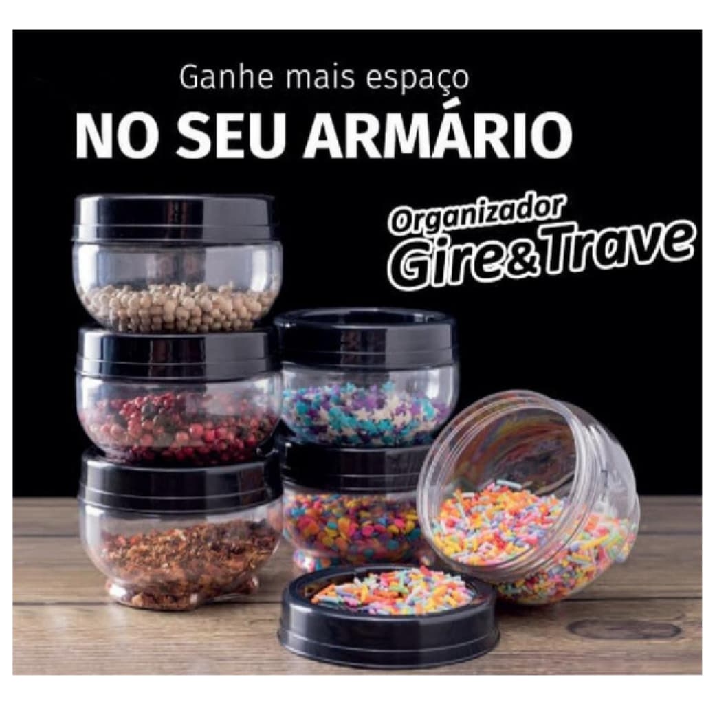 Potes Potinhos Organizador Plasútil Gire Trave Porta Temperos Condimentos
