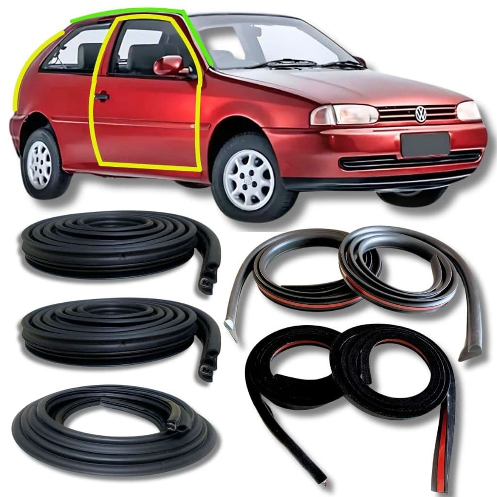 Kit Borracha Vedação Água 2 Portas e Mala +  Pingadeira e Friso De Teto Gol G2 Bolinha