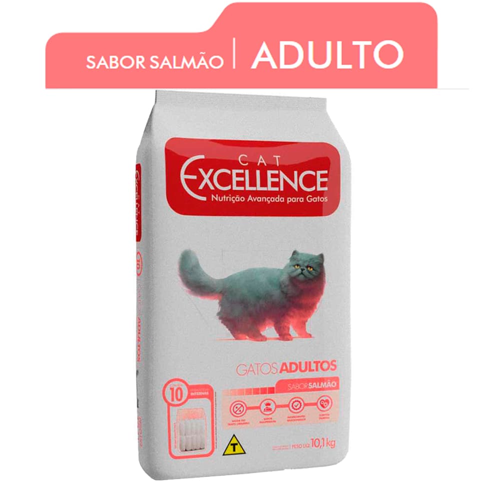 Ração Cat Excellence para Gatos Adultos sabor Salmão 10.1kg