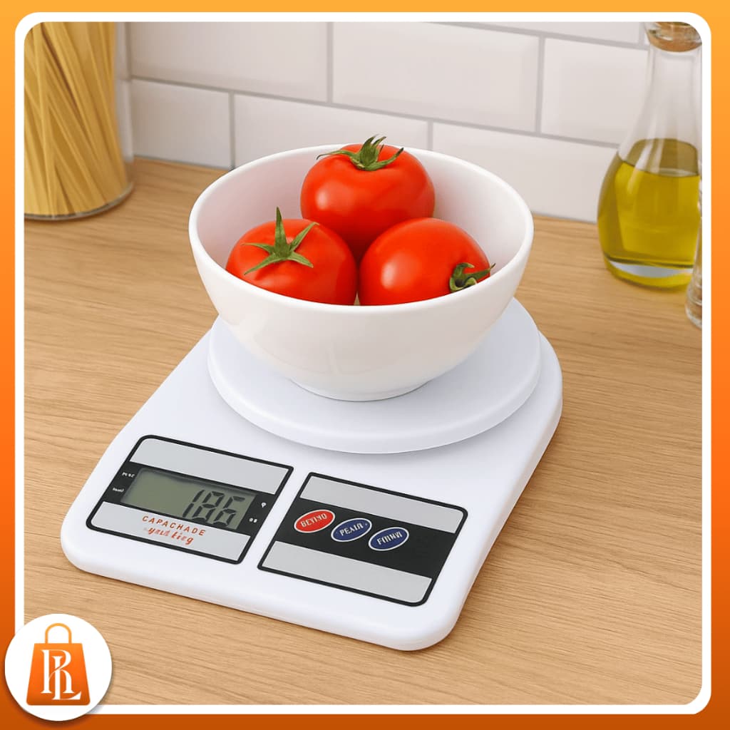 Balança Digital Cozinha Alta Precisão LCD 10kg Função Dieta Compacta Leve Portátil Pilha peso comida