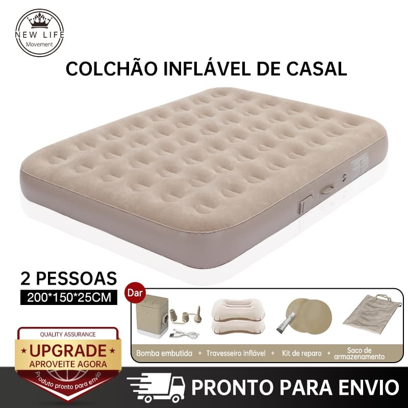 Colchão Inflável Casal Queen Vem Com Uma Bomba Inflável De Bateria De Lítio Embutida E Removível