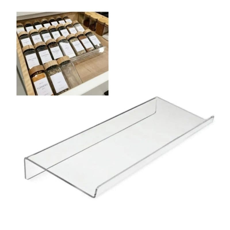 Suporte organizador 70x10x2,5cm acrílico transparente tempero maquiagem sob medida