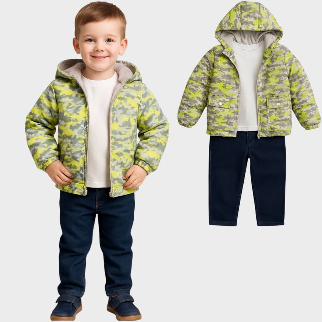 Conjunto 3 peças menino inverno blusa jaqueta casaco calça jeans frio