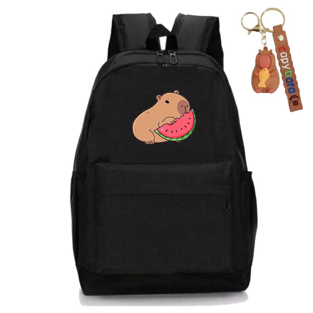 Mochila Escolar Capivara de Costas + Chaveiro Lançamento RK 01