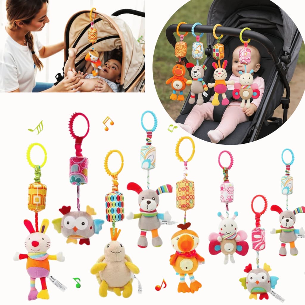 Móbile Chocalho Berço Carrinho Bebê de Pelúcia Macio Brinquedo Infantil