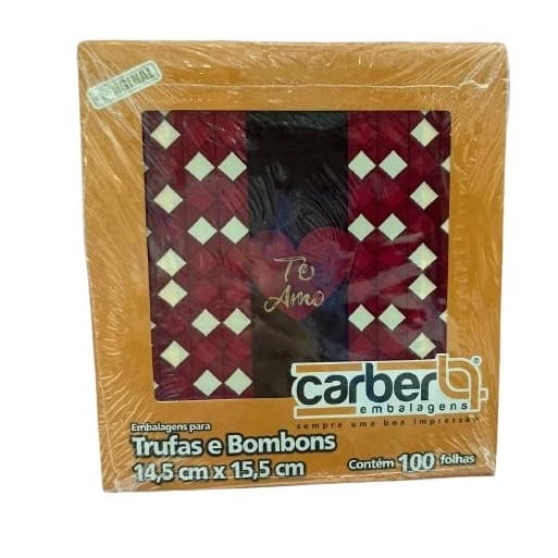 Embalagem Para Trufas E Bombons 14,5cmx15,5cm Carber Amor Eterno