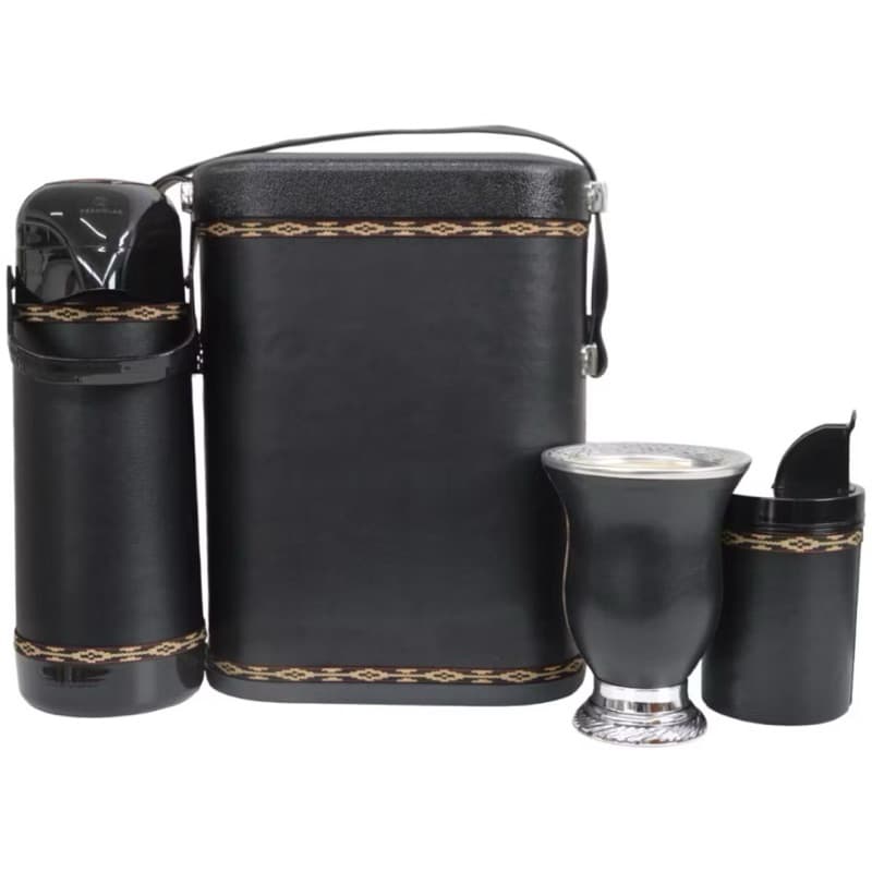 kit Fechado 5 peças térmica, cuia, bolsa, pote de erva e tampa erva Cuias.rs