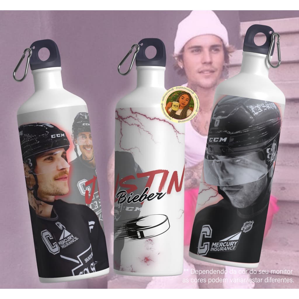 Garrafa Justin Bieber Personalizada Yukon Swag Speed Demon Daisies Hallelujah Belieber Garrafa  Seja Forte Meme Presente