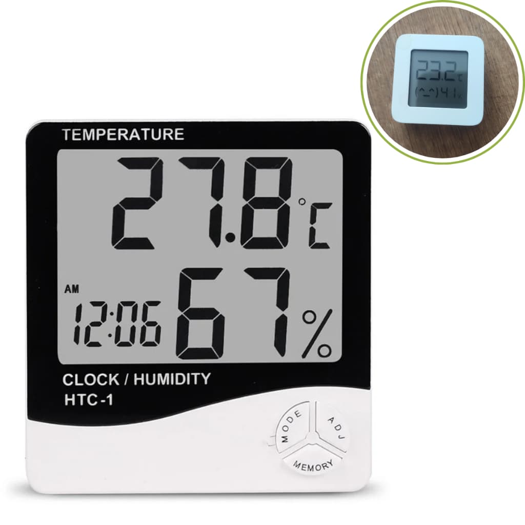 Termo Higrômetro Medidor Temperatura Umidade Relógio Digital